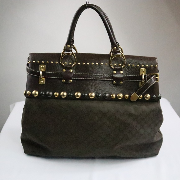 GUCCI Vintage Fall 2008 Large Brown Travel Luggage Bag Top Handle - Picture 4 of 8